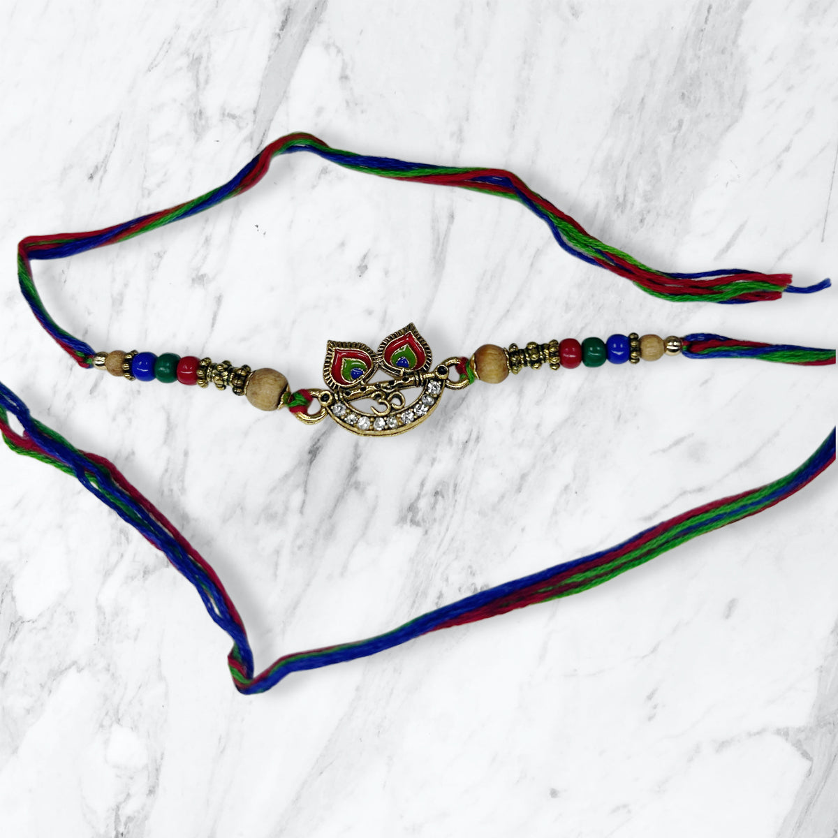 Mayur Meenakari & Rudraksha 5-Piece Rakhi Set