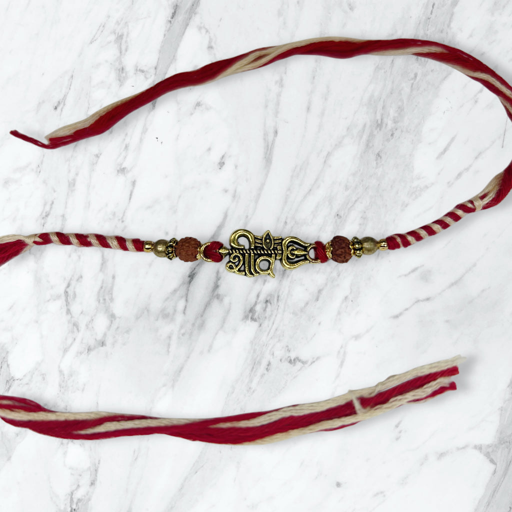 Shiv Om Trishul Rudraksha Rakhi