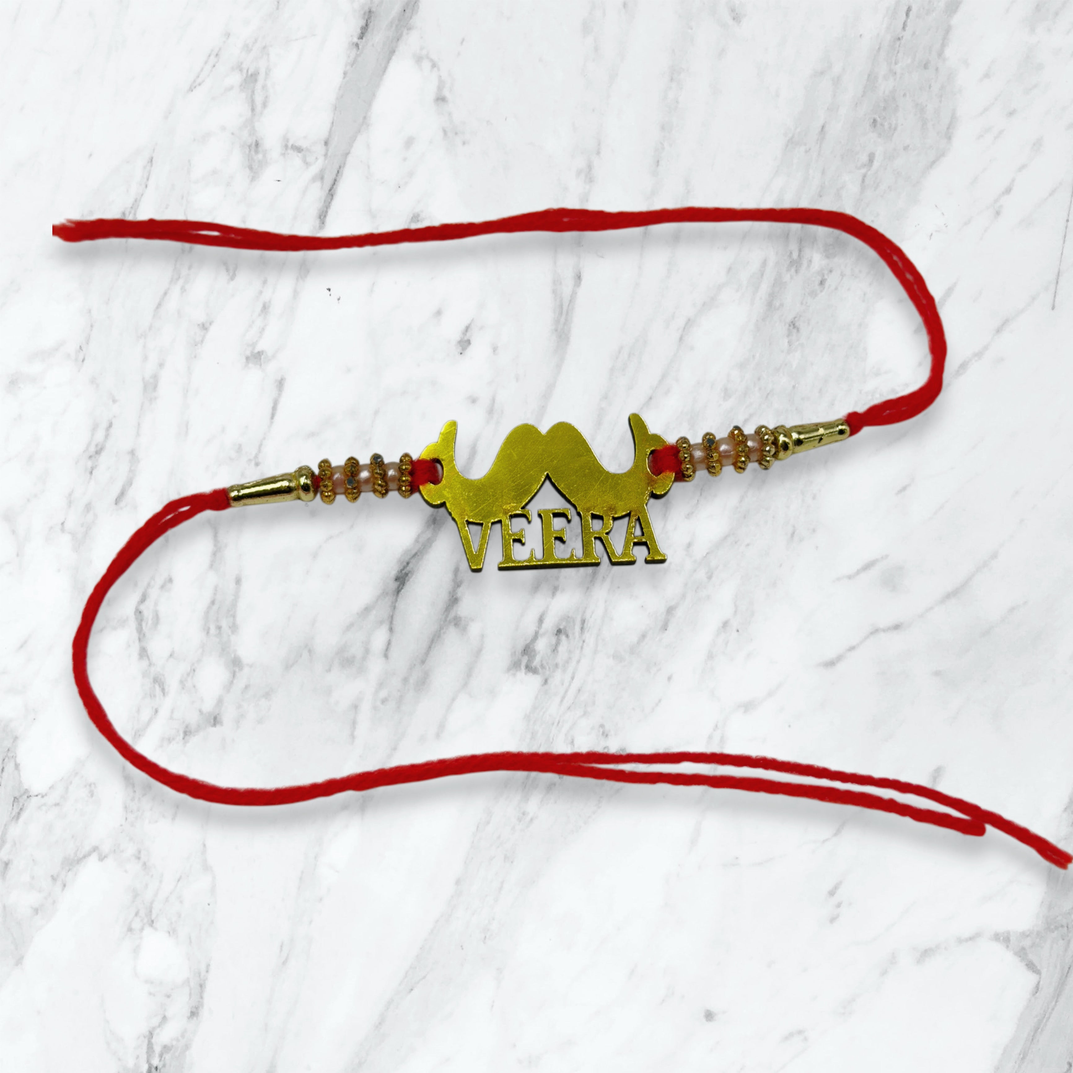 Veera Mustache Gold-Tone Cutout Rakhi