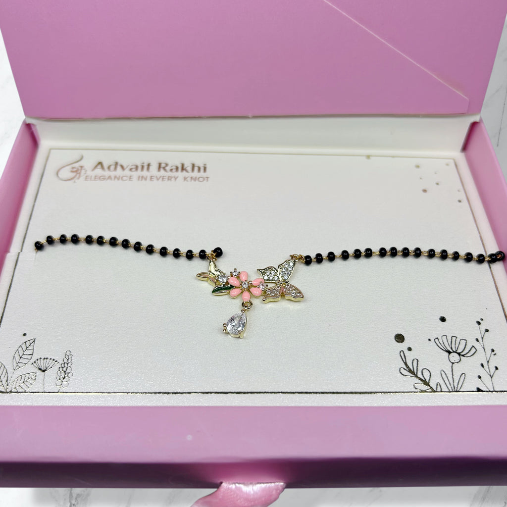 Floral Butterfly Mangalsutra Bracelet Lumba Rakhi for Bhabhi
