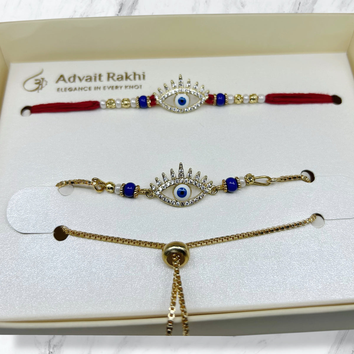 Evil Eye Stone Bhaiya Bhabhi Rakhi Set