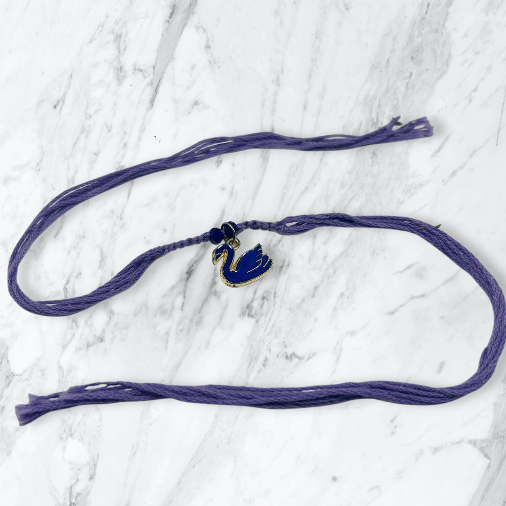 Swan Enamel Charm Resham Rakhi