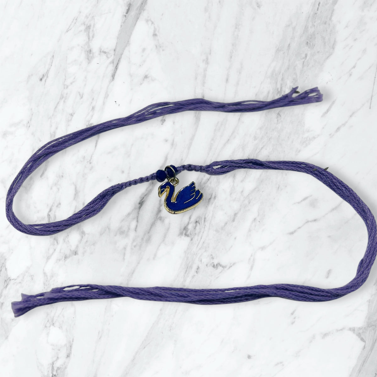 Swan Enamel Charm Resham Rakhi