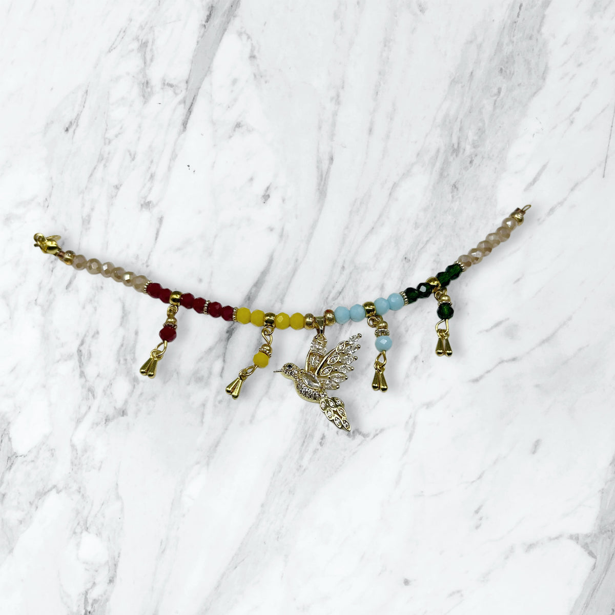 Multicolor Crystal Bird Charm Lumba Rakhi Box for Bhabhi