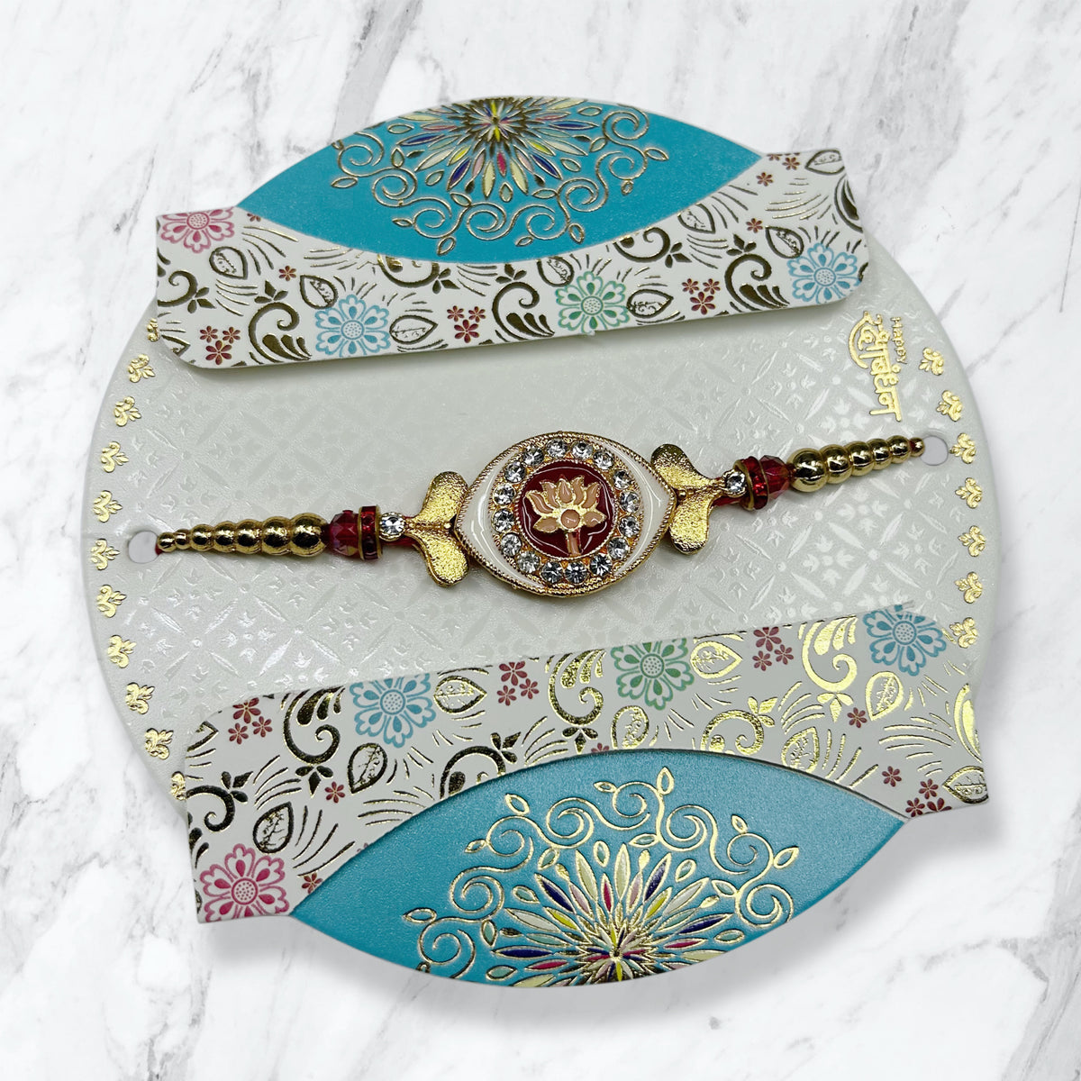 Kamal Meenakari & Stone Gold-Tone Resham Rakhi