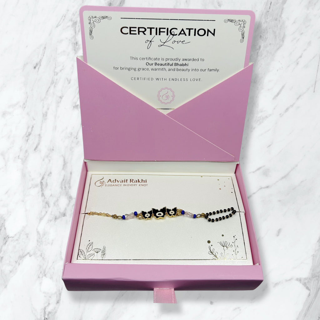 Black Butterfly Evil Eye Lumba Rakhi Box for Bhabhi
