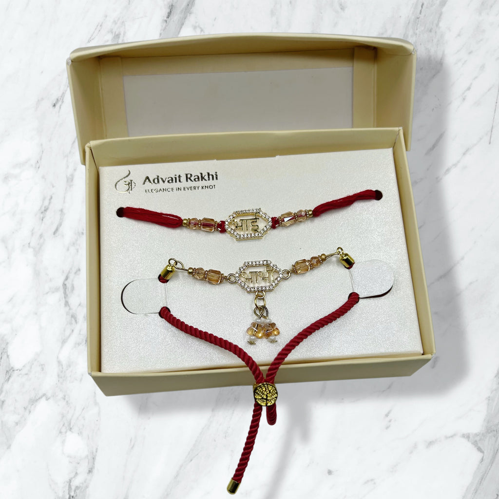 Bhai Bhabhi Stone-Studded Rakhi Set