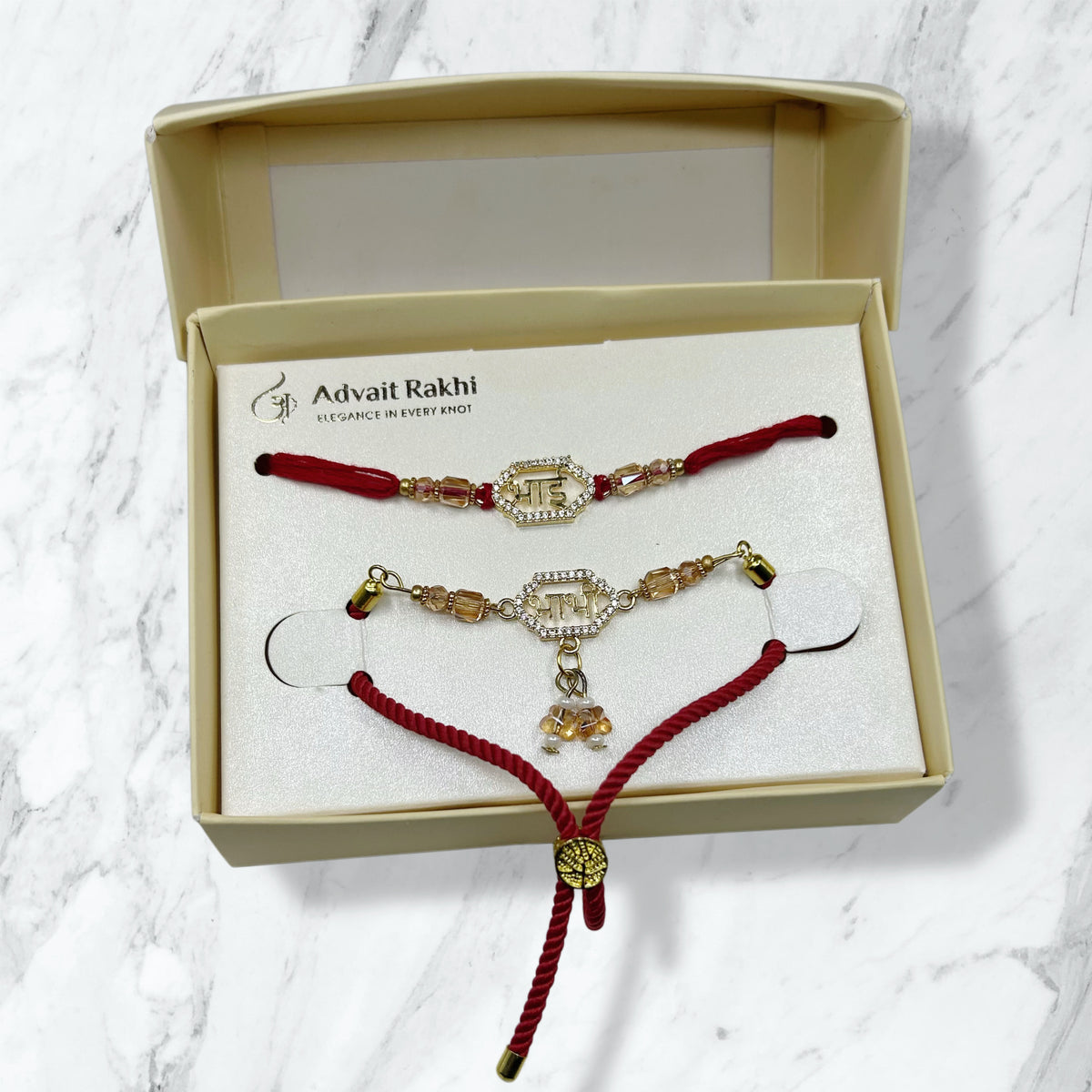 Bhai Bhabhi Stone-Studded Rakhi Set
