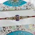 Kundan Stone & Multi-Color Crystal Resham Rakhi