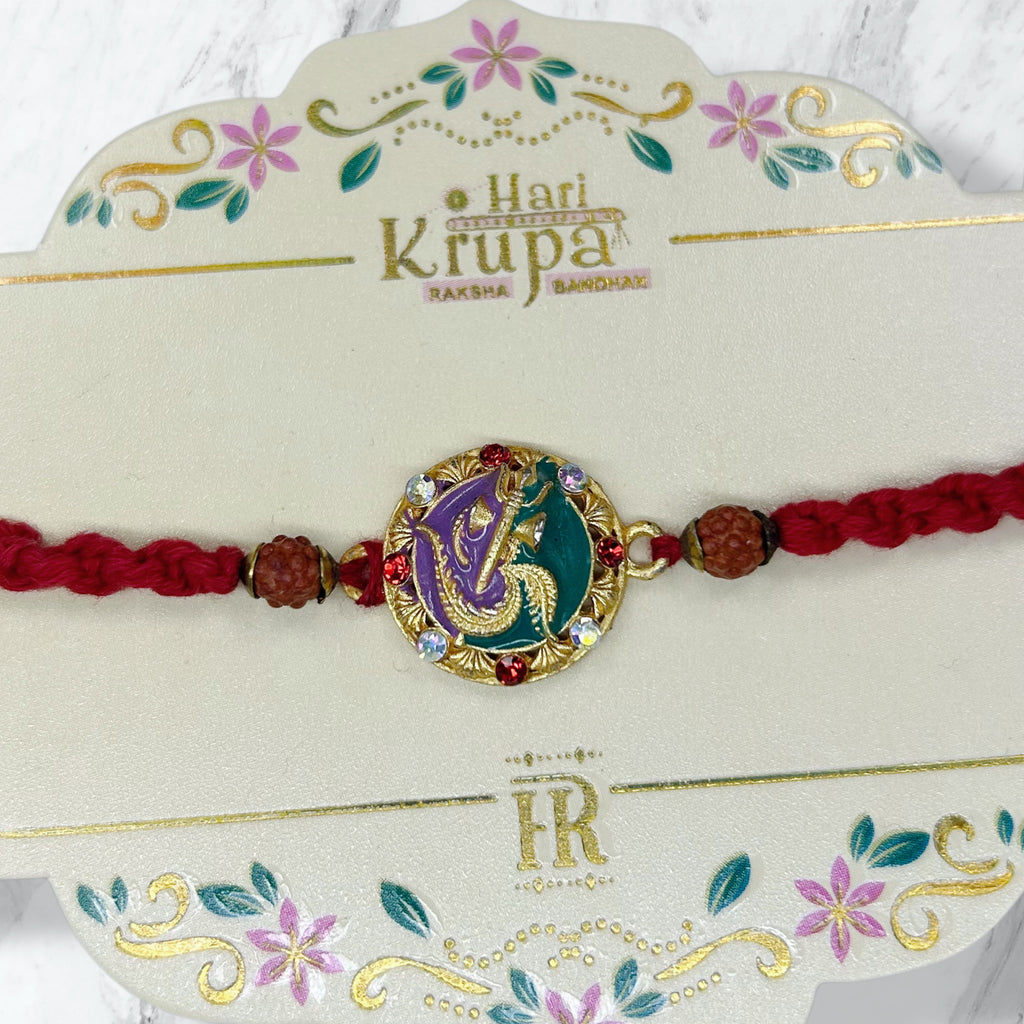 Ganesha & Rudraksha Stone Rakhi