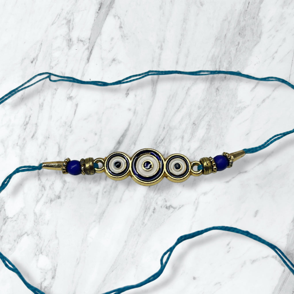Triple Evil Eye Blue Thread Rakhi