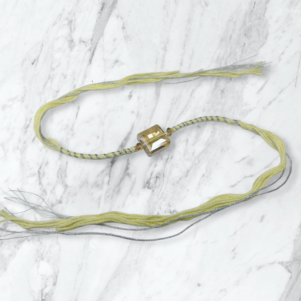 Amber Crystal Glass Bead Resham Rakhi