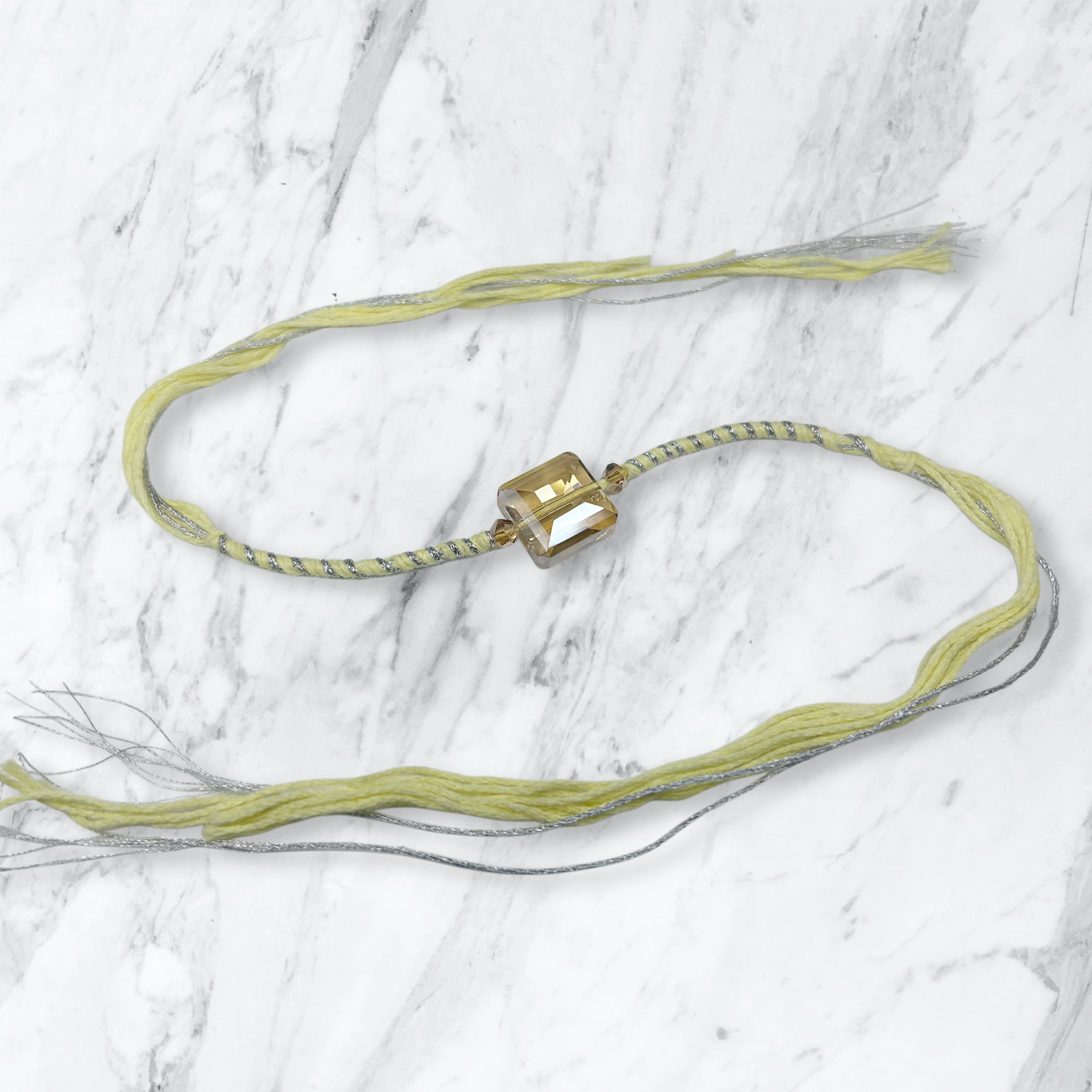 Amber Crystal Glass Bead Resham Rakhi