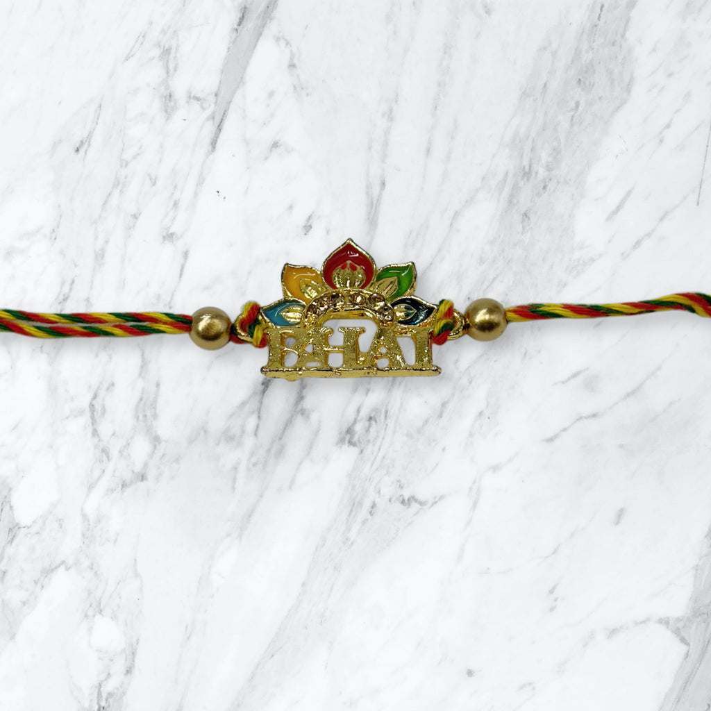 Kamal Meenakari Bhai Metal Cut Rakhi