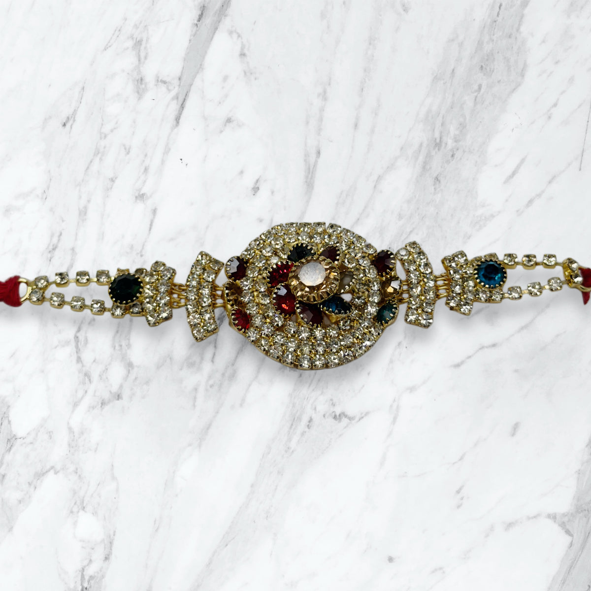 Multicolor Peacock Stone Rakhi
