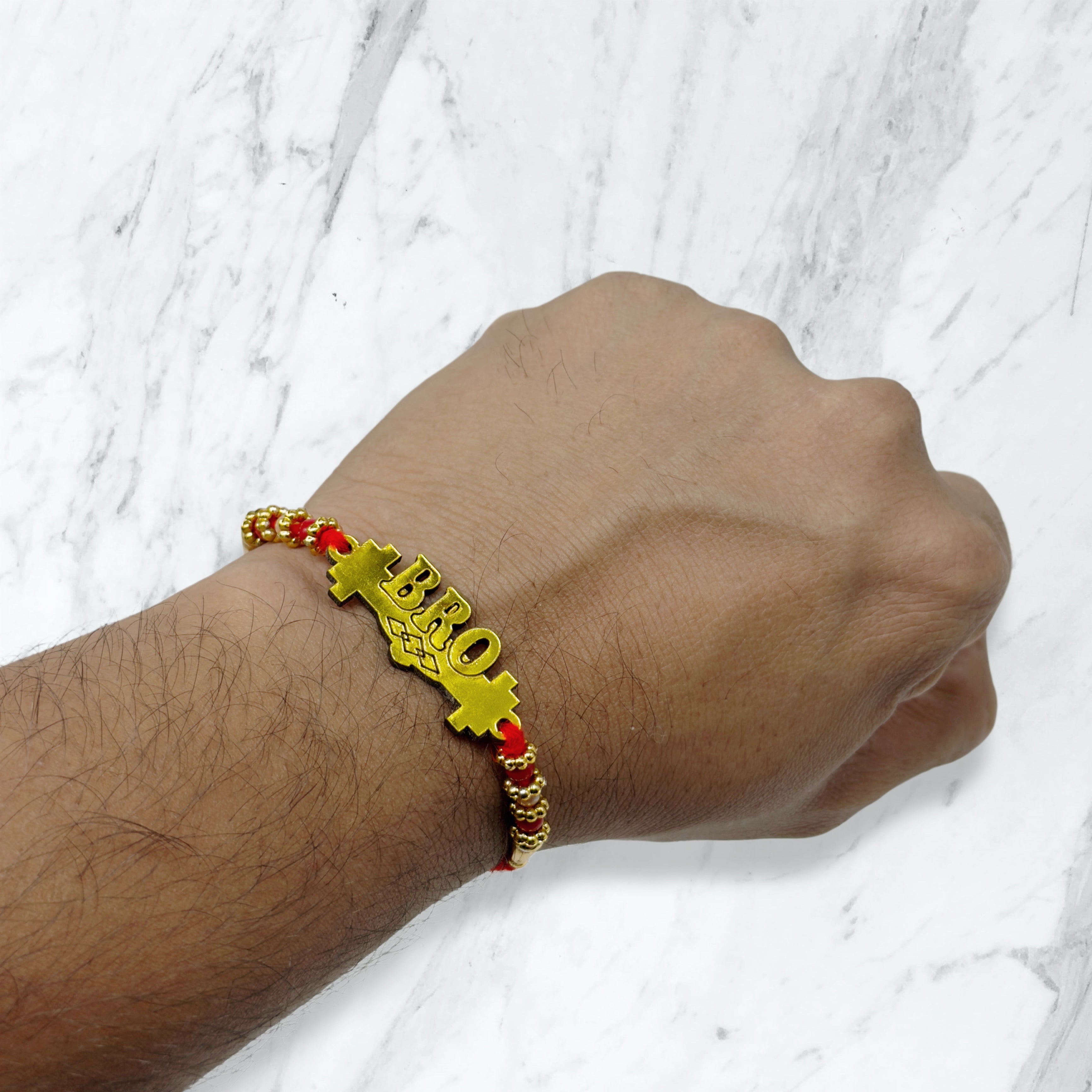 Golden Bro Cut Resham Rakhi