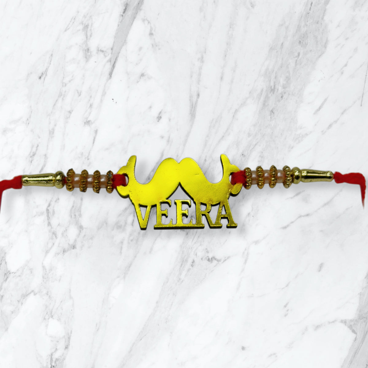 Veera Mustache Gold-Tone Cutout Rakhi