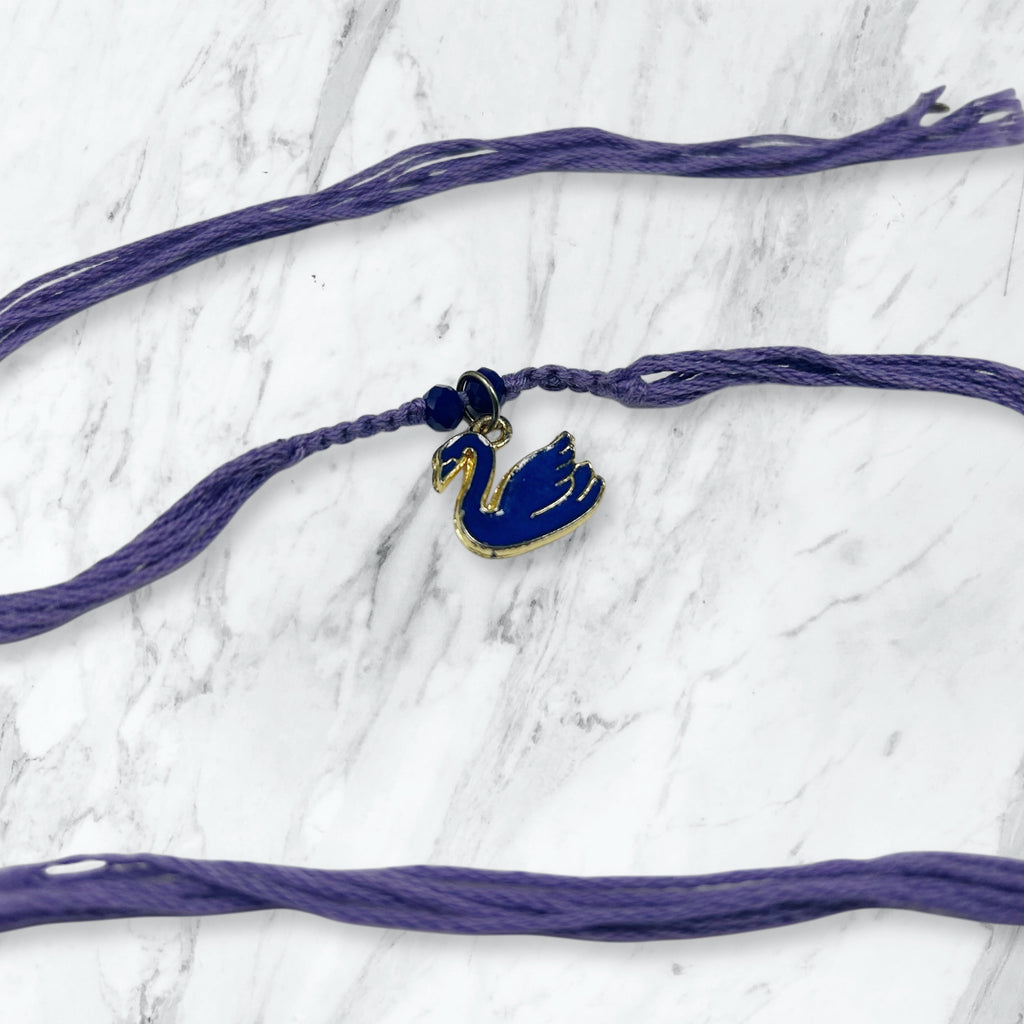 Swan Enamel Charm Resham Rakhi