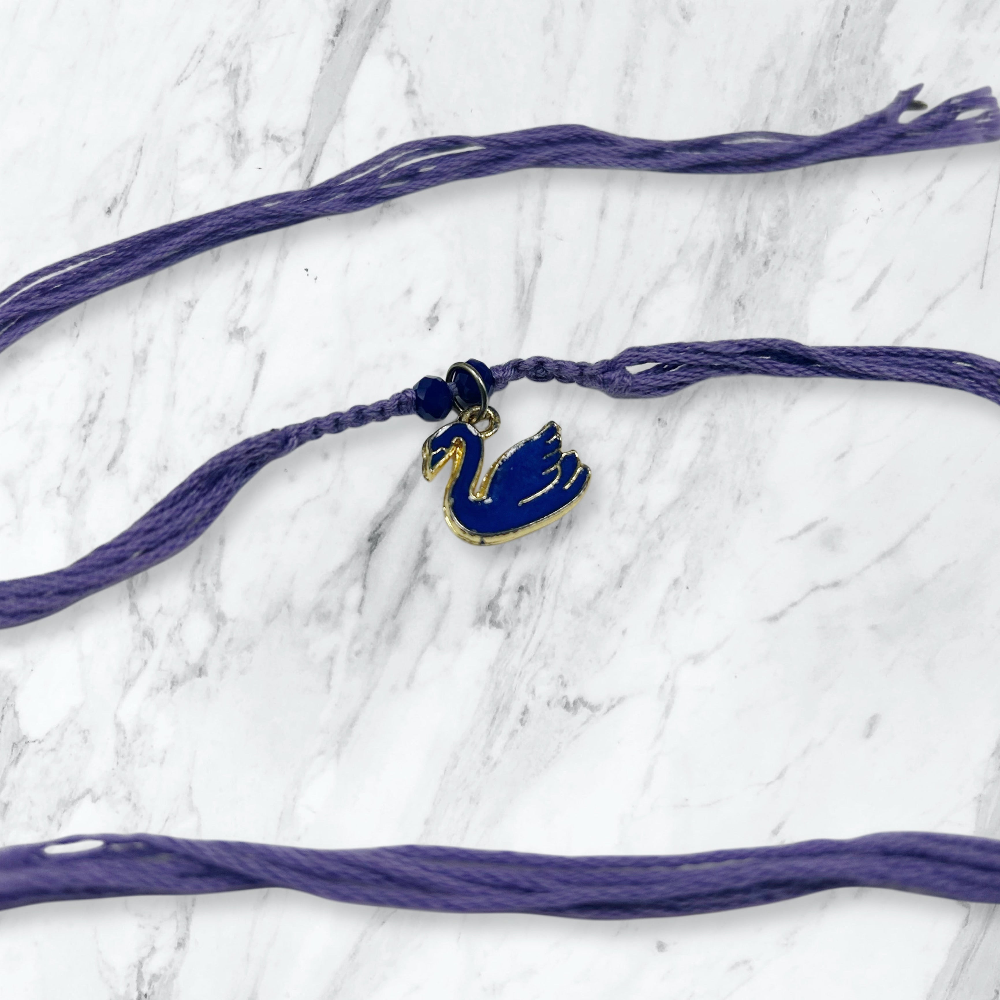 Swan Enamel Charm Resham Rakhi