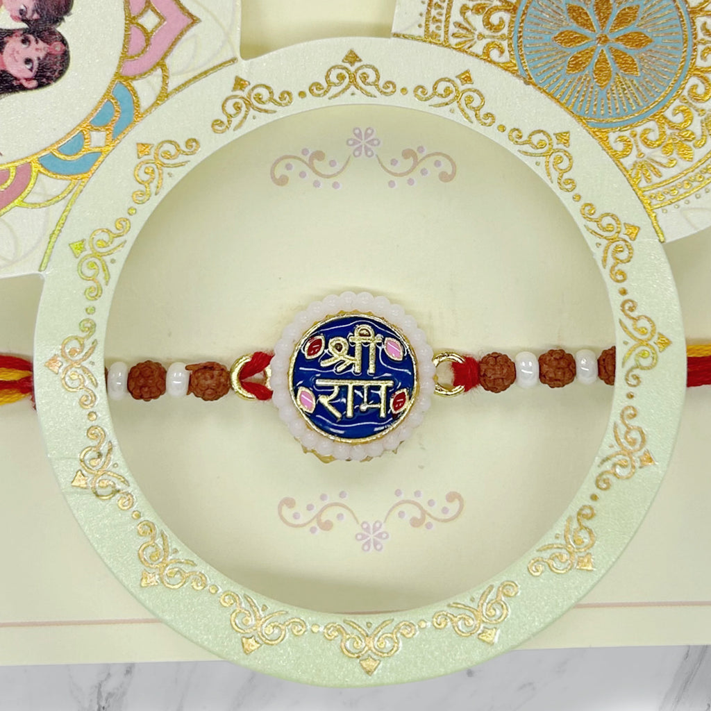 Shree Ram Meenakari & Rudraksha Resham Rakhi