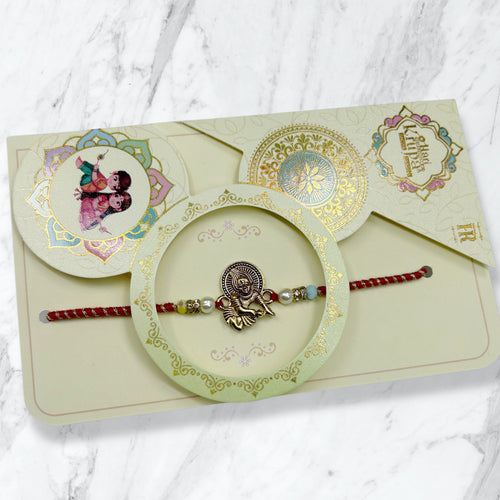 Antique Bal Krishna & Moti Resham Rakhi