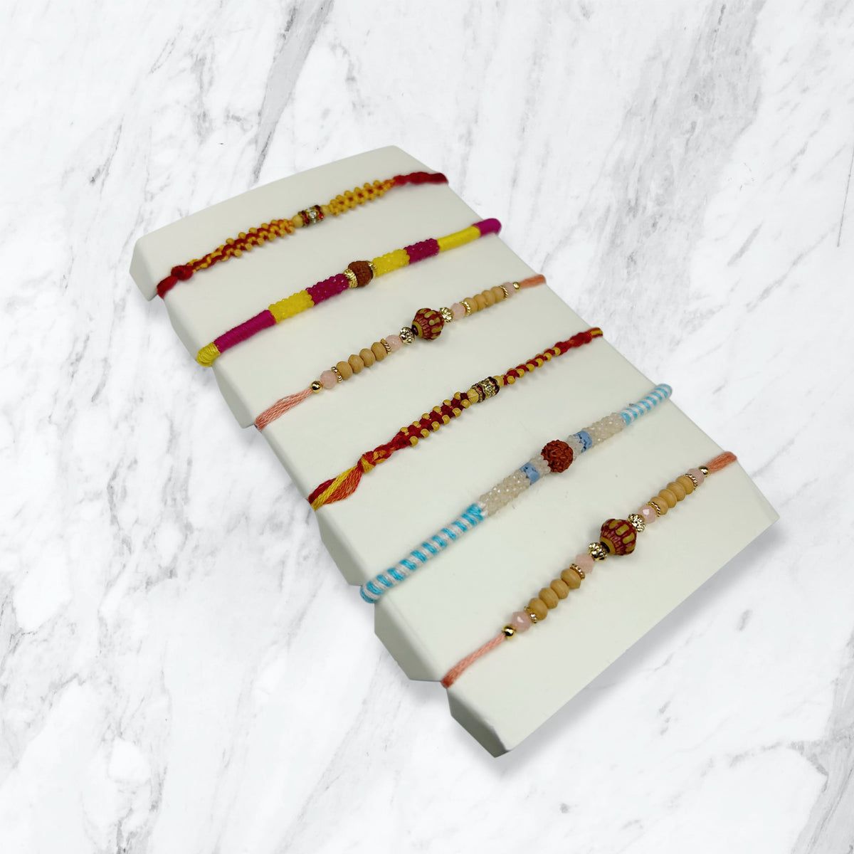 Rudraksha & Bead 6-Piece Rakhi Set