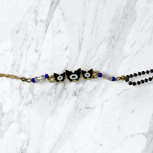 Black Butterfly Evil Eye Lumba Rakhi Box for Bhabhi