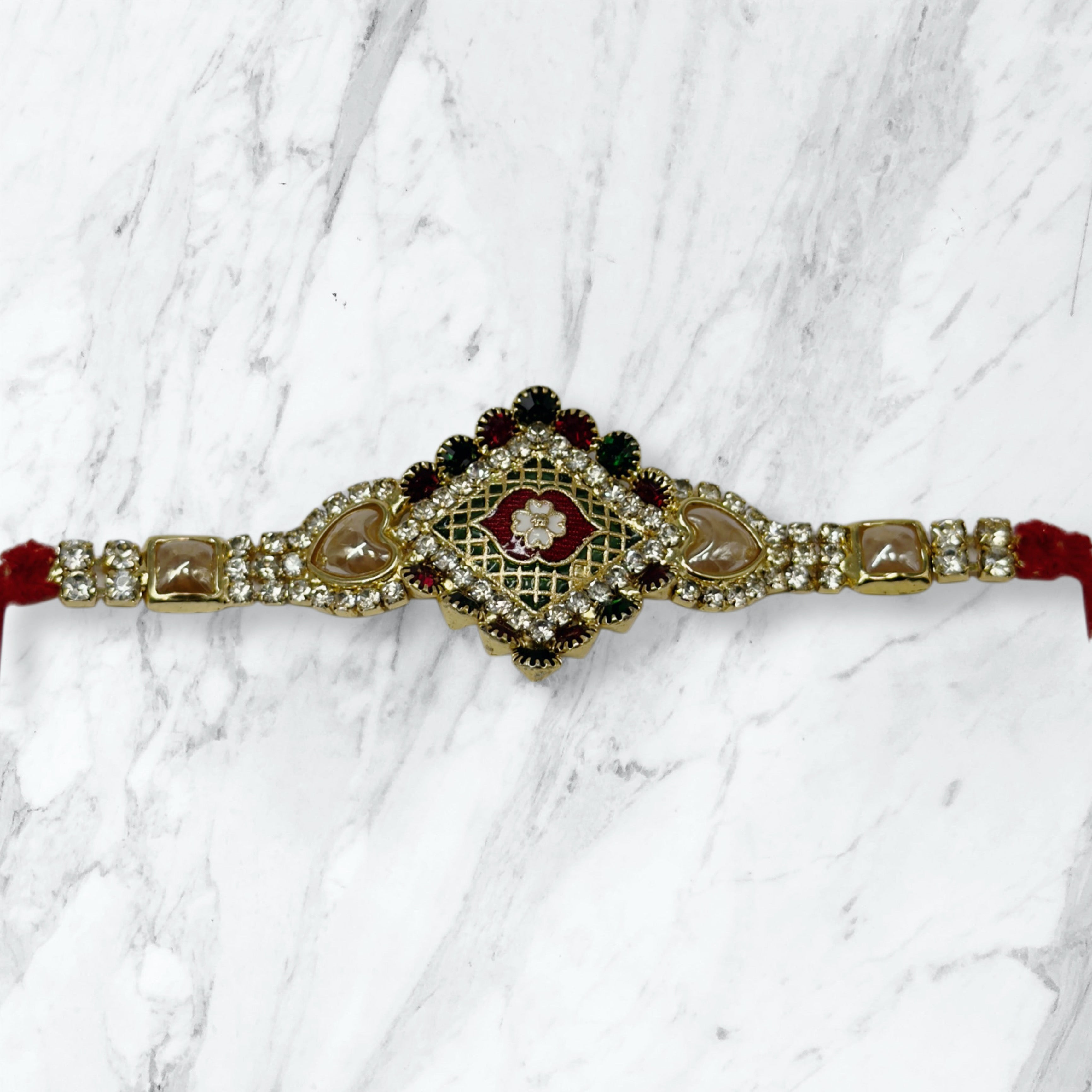 Ornate Meenakari & Stone Square Rakhi