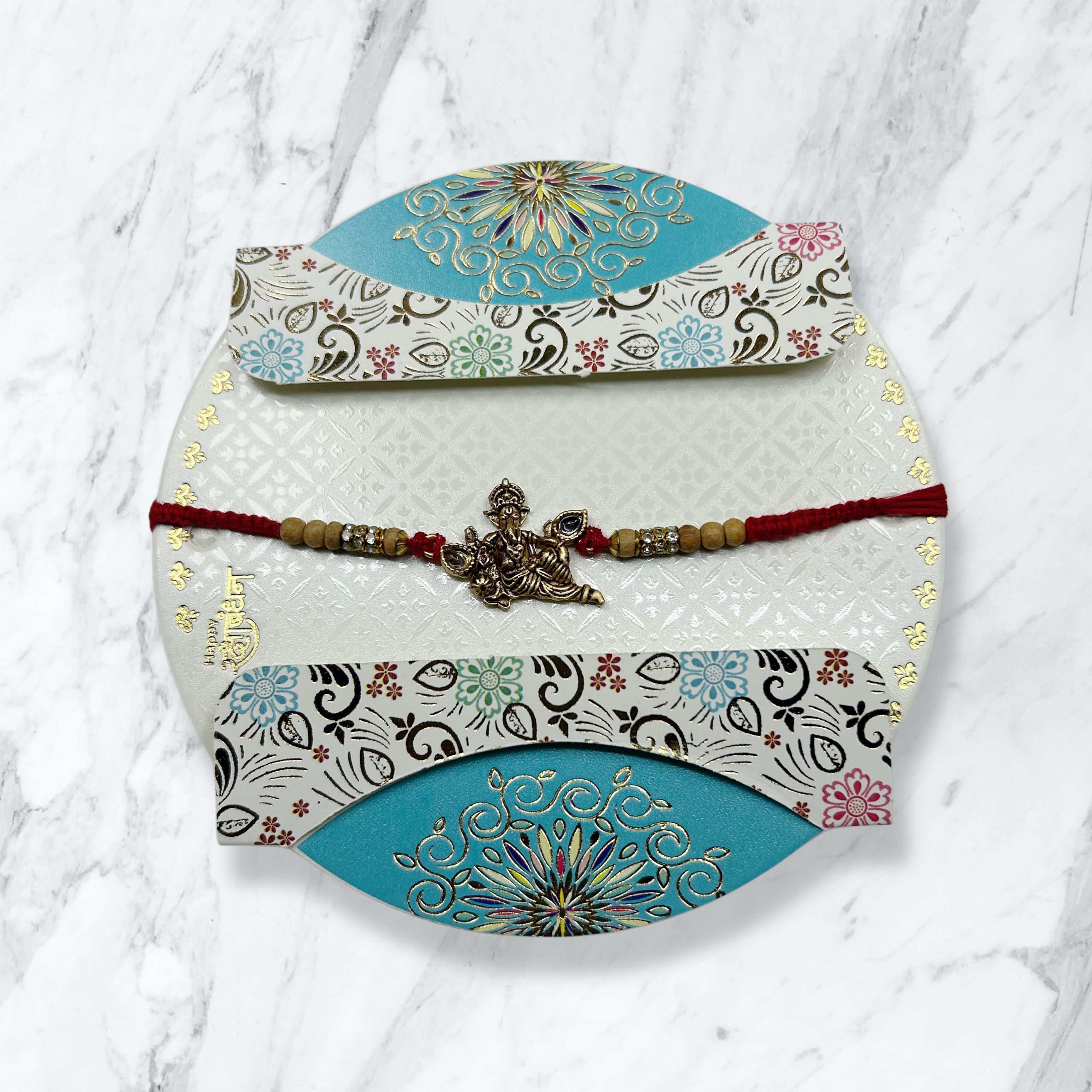 Ganesha Kundan Resham Rakhi