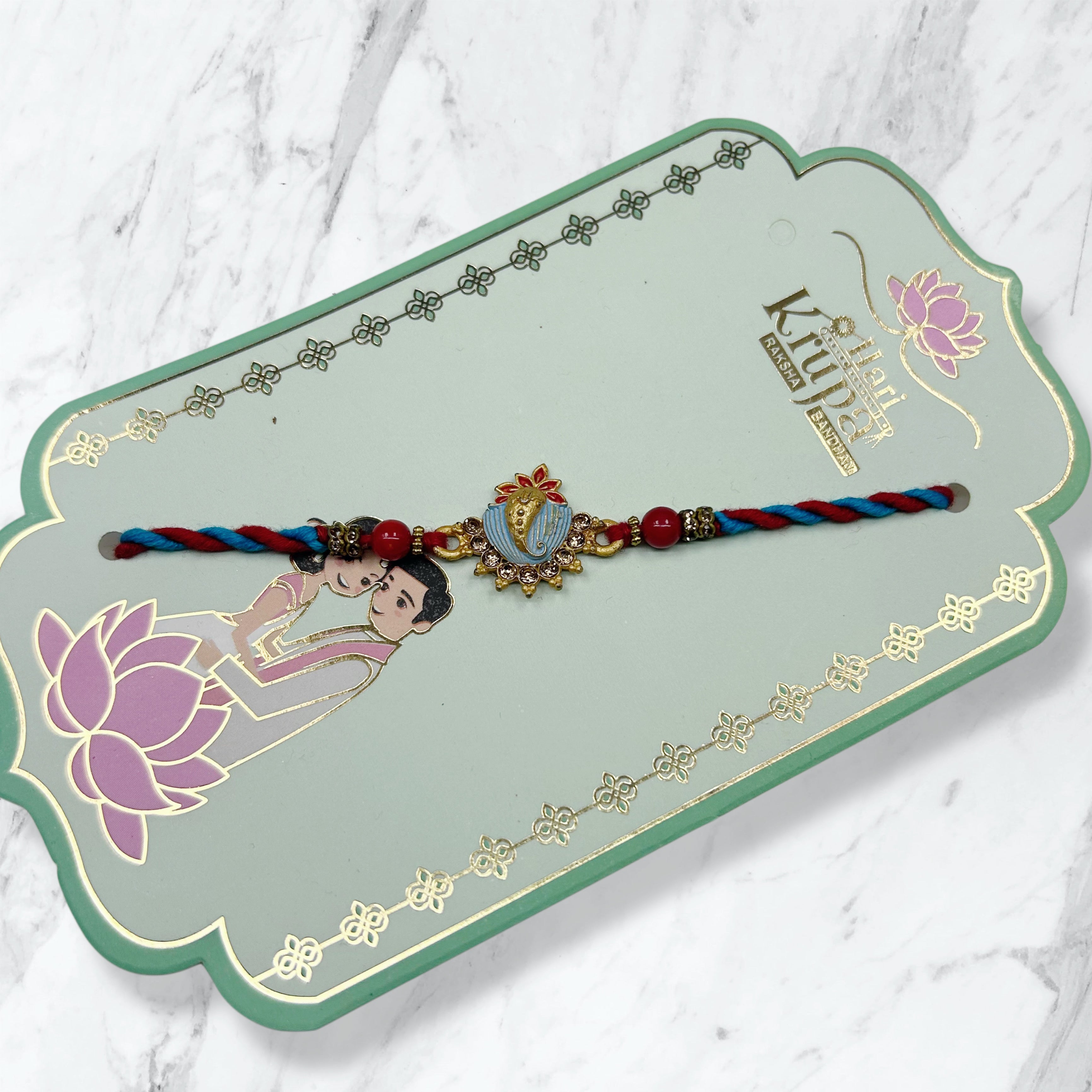 Ganesha Meenakari & Stone Rakhi