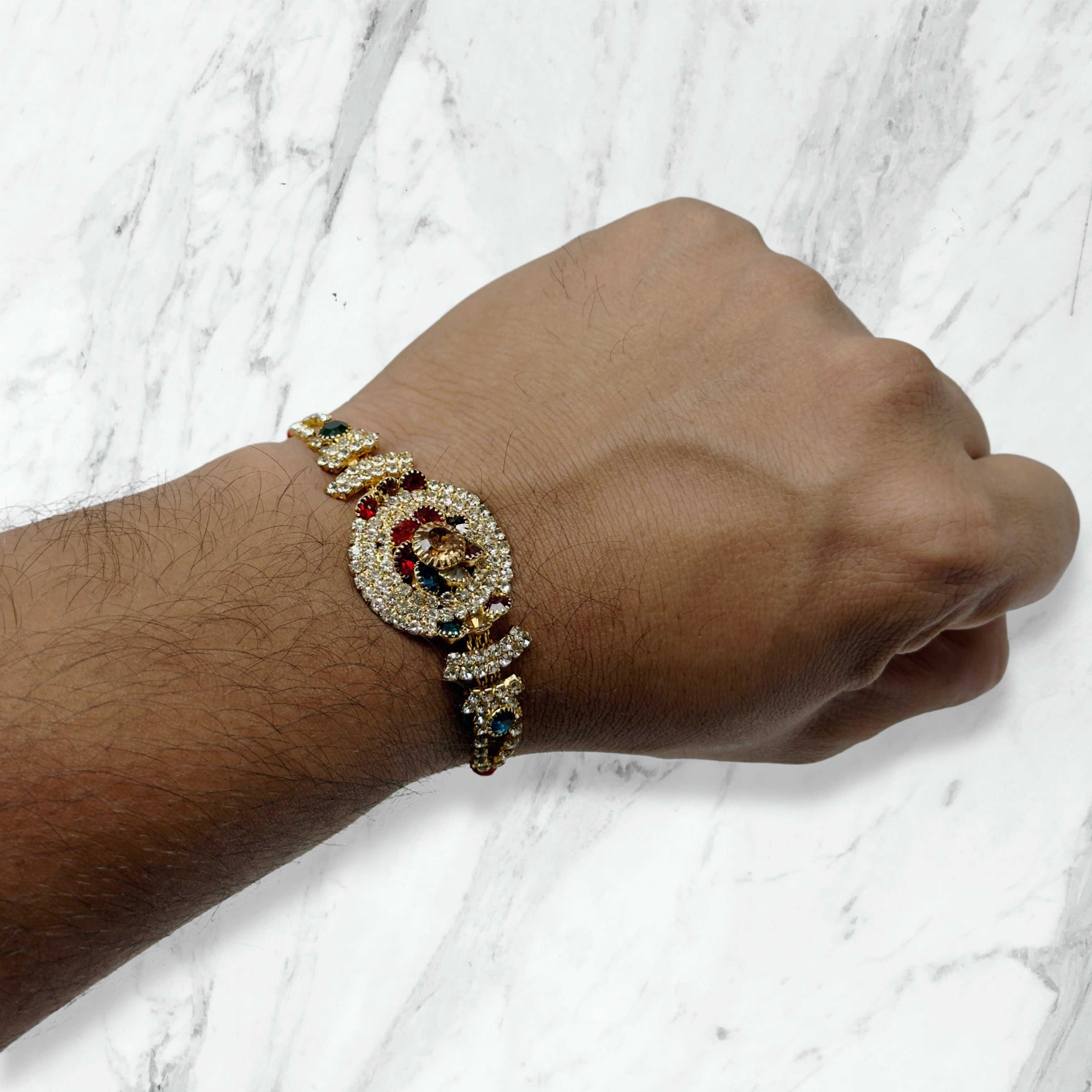Multicolor Peacock Stone Rakhi