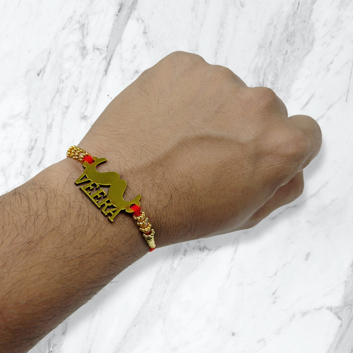 Veera Mustache Gold-Tone Cutout Rakhi