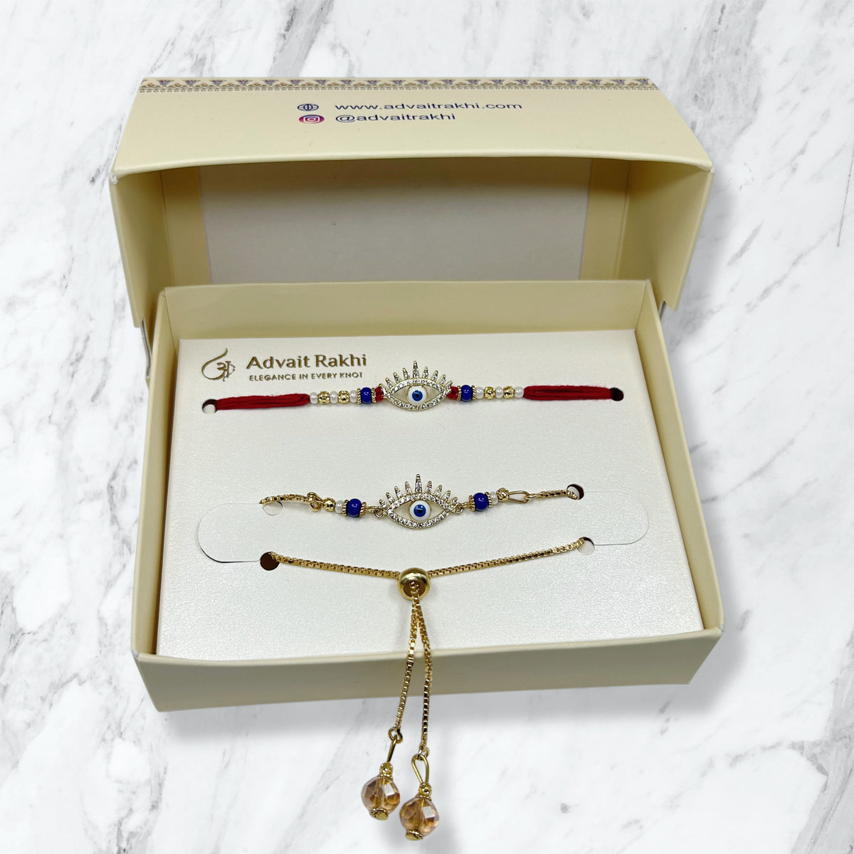 Evil Eye Stone Bhaiya Bhabhi Rakhi Set