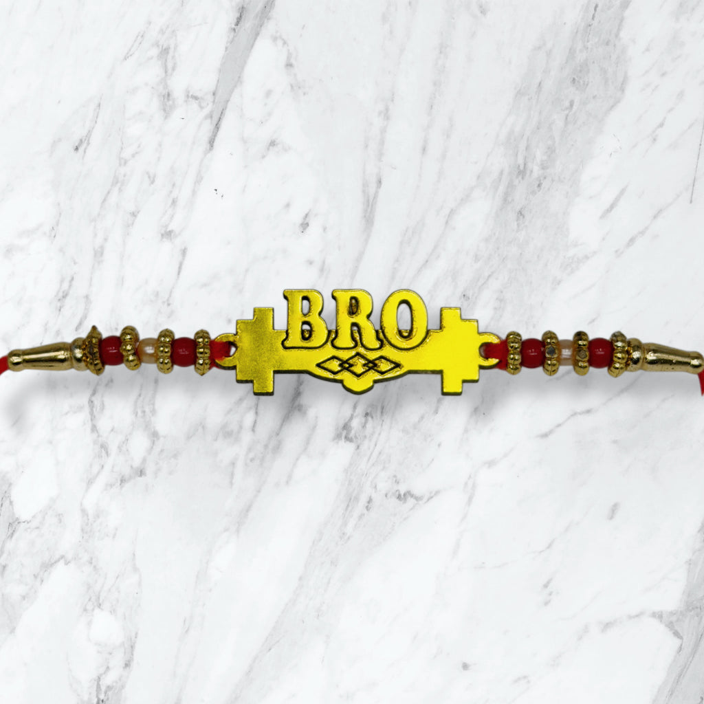 Golden Bro Cut Resham Rakhi