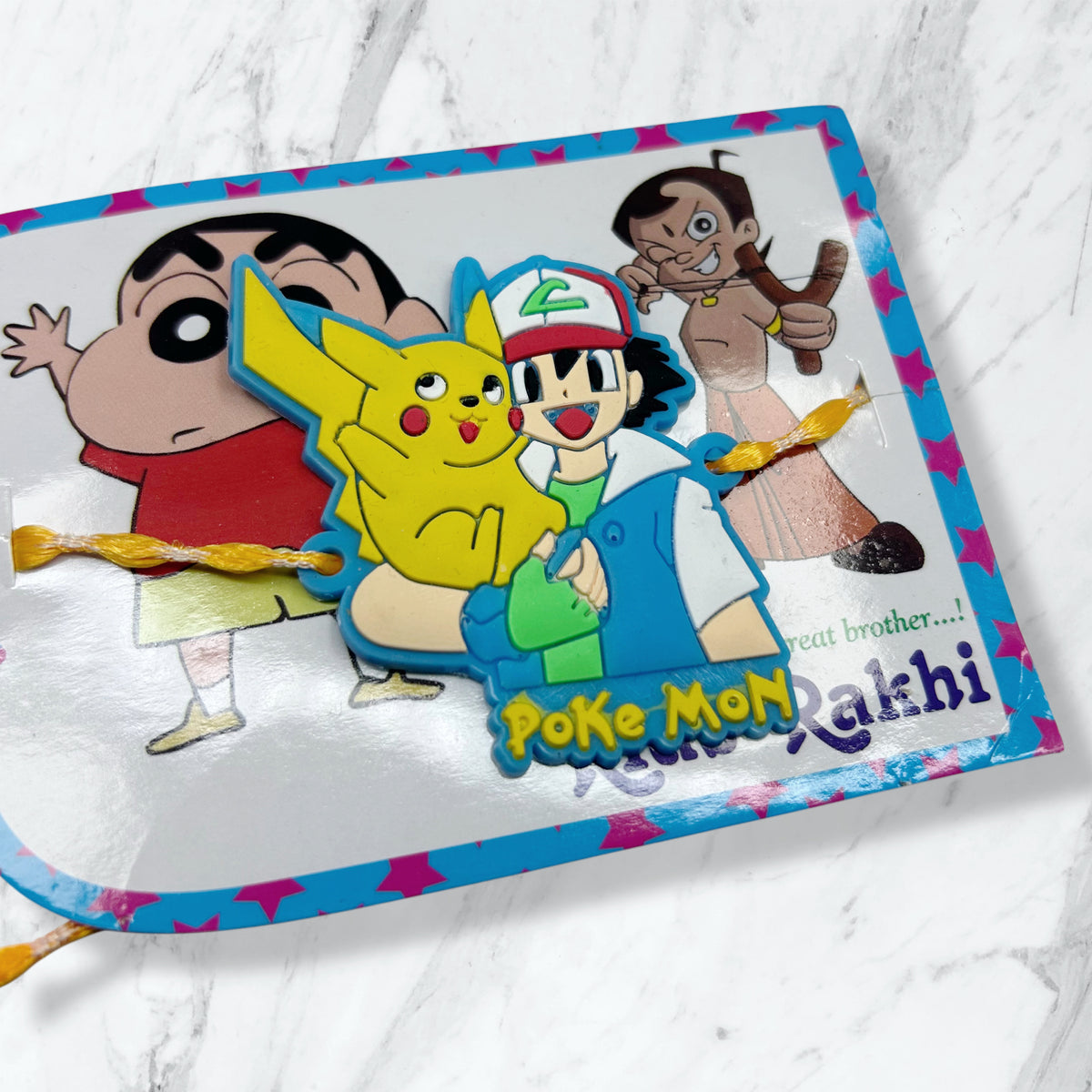 Pokemon Pikachu & Ash Cartoon Kids Rakhi