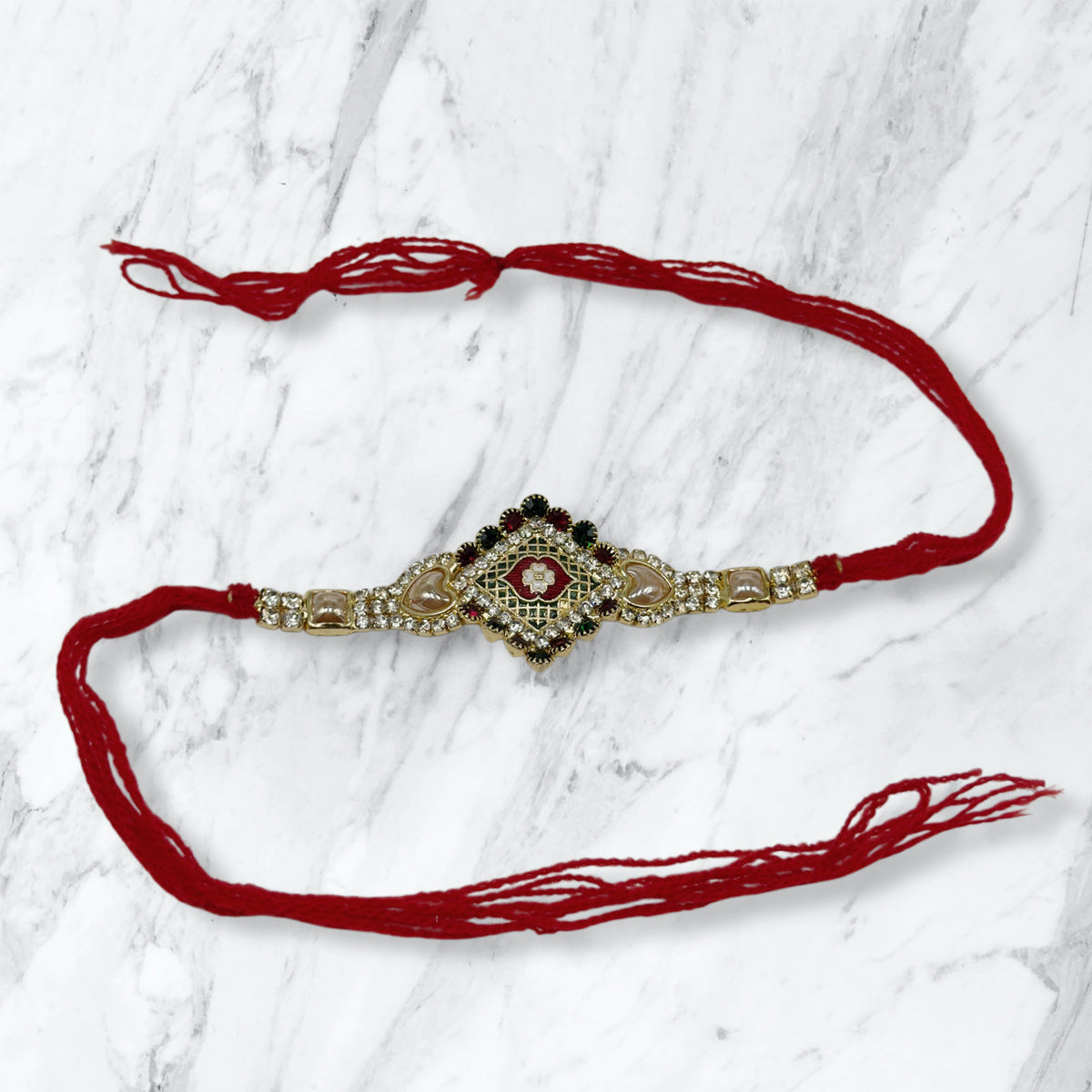 Ornate Meenakari & Stone Square Rakhi