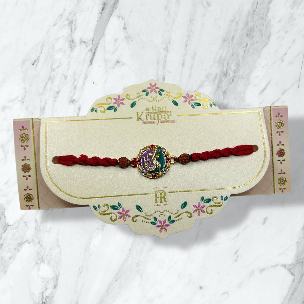 Ganesha & Rudraksha Stone Rakhi