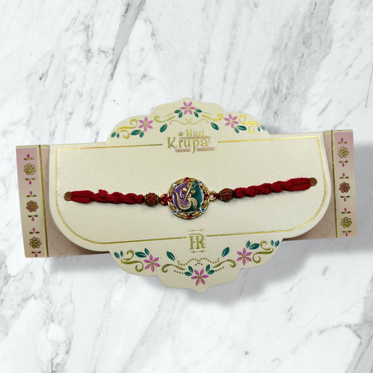 Ganesha & Rudraksha Stone Rakhi