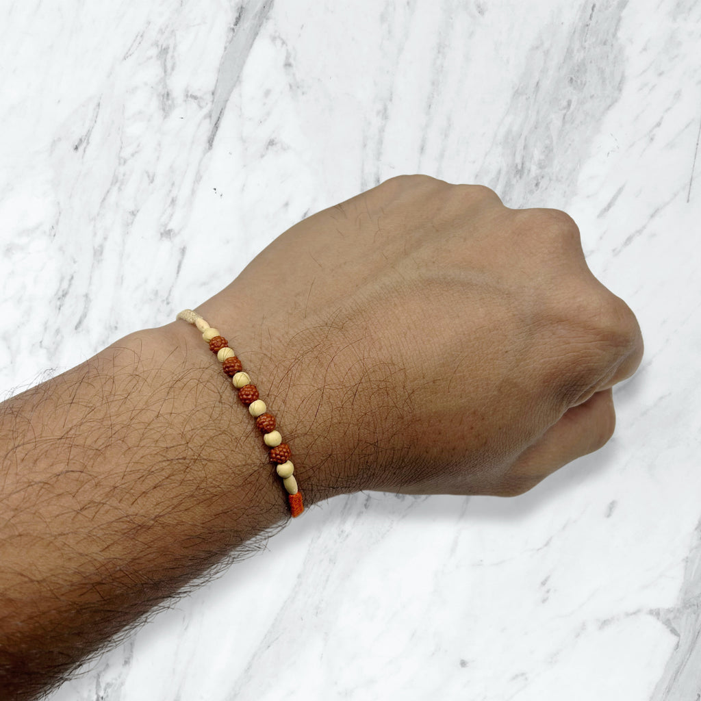 Rudraksha & Chandan Bead Thread Rakhi