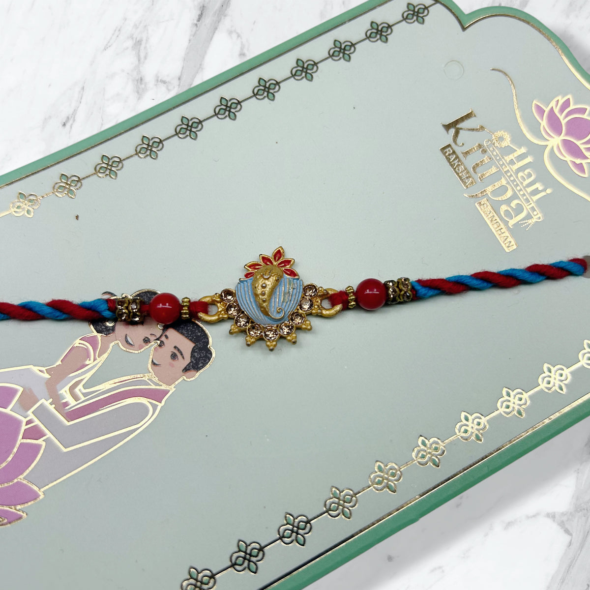 Ganesha Meenakari & Stone Rakhi