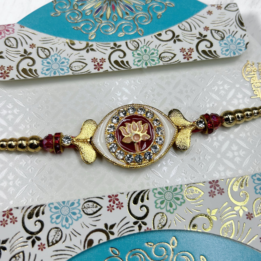 Kamal Meenakari & Stone Gold-Tone Resham Rakhi