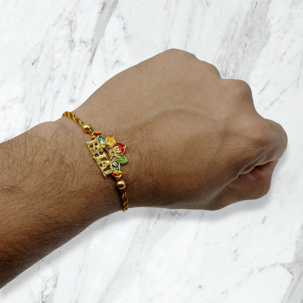 Kamal Meenakari Bhai Metal Cut Rakhi