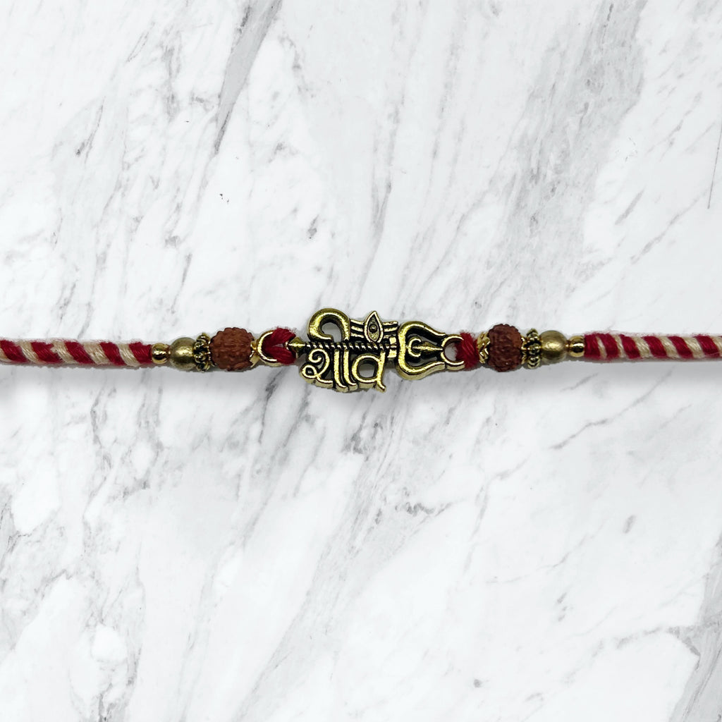Shiv Om Trishul Rudraksha Rakhi
