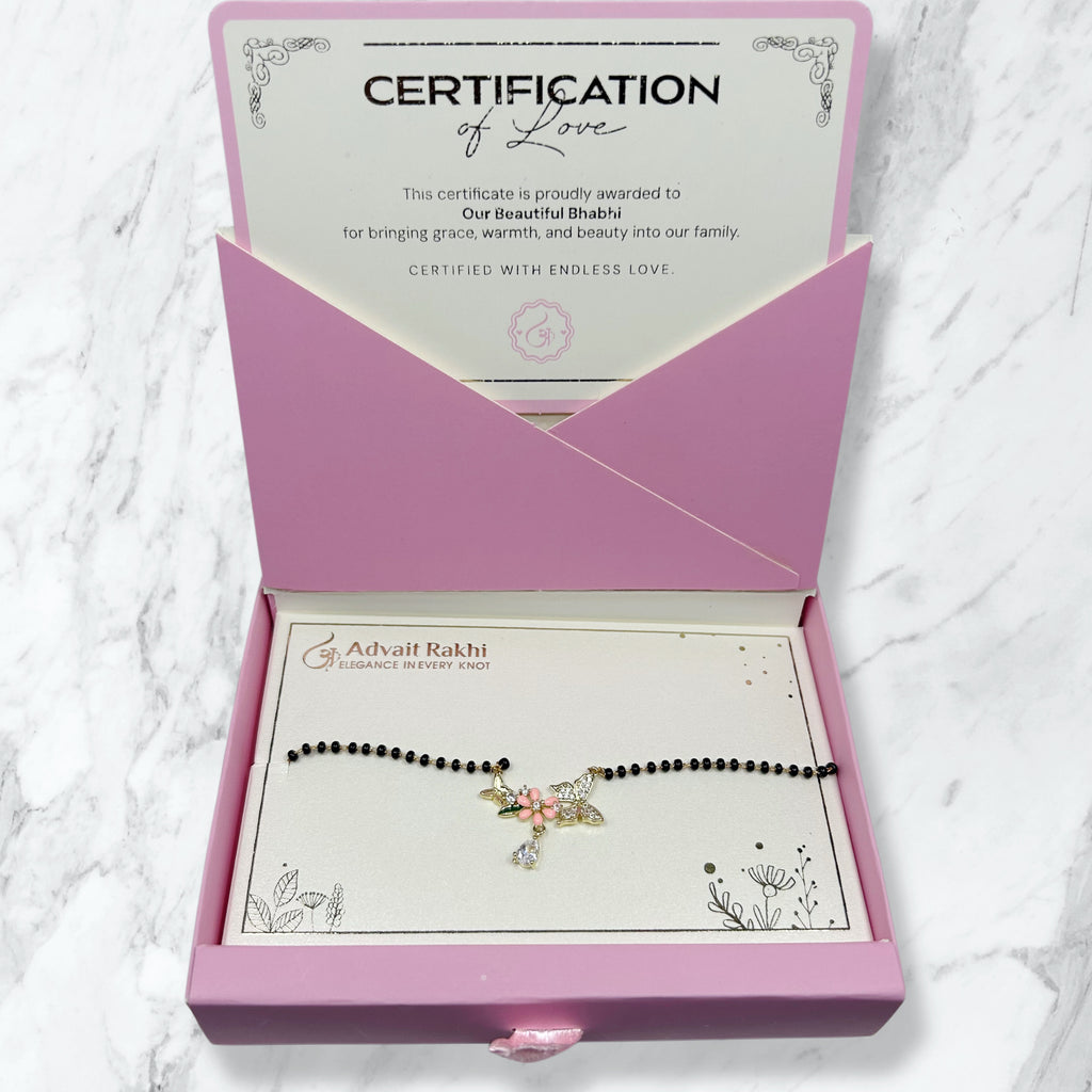 Floral Butterfly Mangalsutra Bracelet Lumba Rakhi for Bhabhi