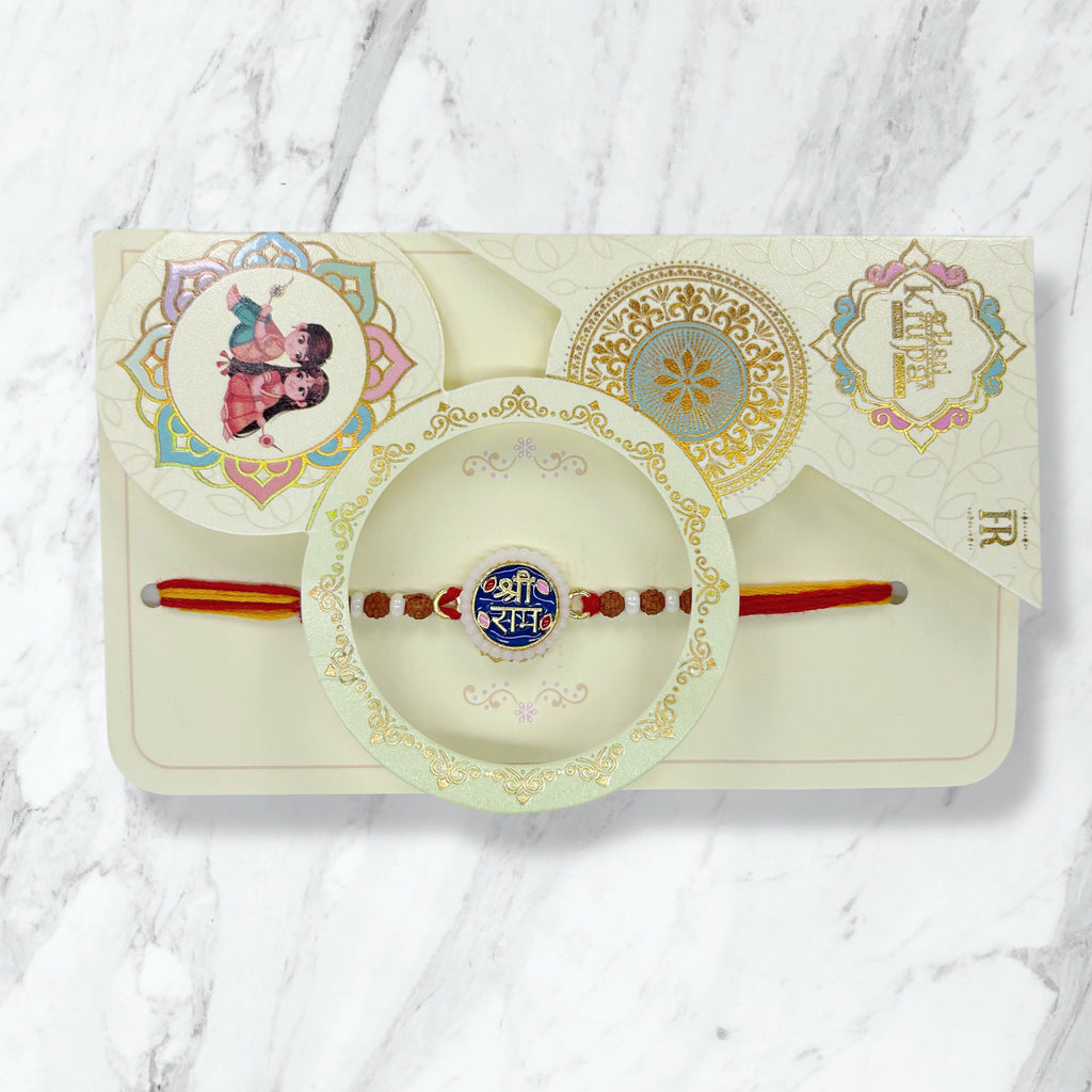 Shree Ram Meenakari & Rudraksha Resham Rakhi