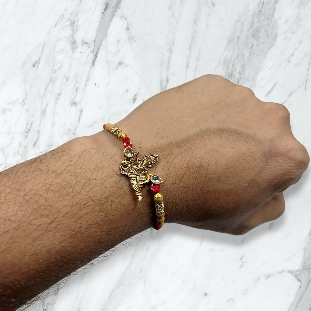 Ganesha Kundan Resham Rakhi