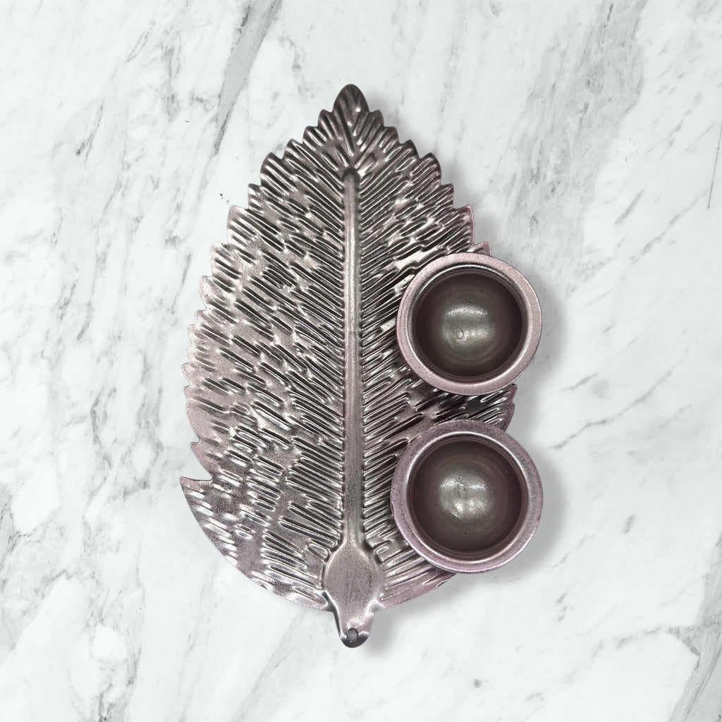 Leaf Pooja Thali with Dual Vatis